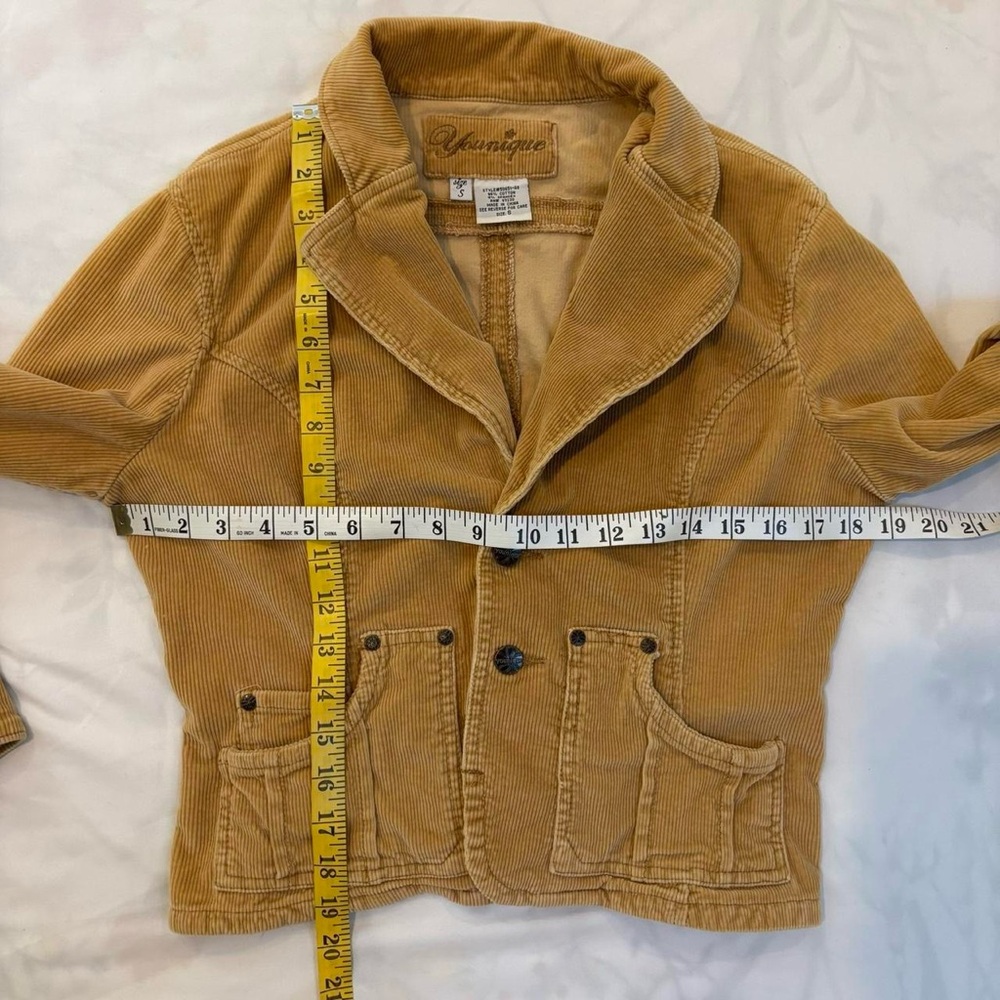 Camel Tan‎ Corduroy Blazer by Younique Size Small Vintage 1990s Y2K - Picture 6 of 8